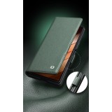 Coque Samsung Galaxy Z Fold7 - Flip Qialino Full grain Wallet cuir v&eacute;ritable mat avec fermeture magn&eacute;tique - Vert