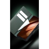 Coque Samsung Galaxy Z Fold7 - Flip Qialino Full grain Wallet cuir v&eacute;ritable mat avec fermeture magn&eacute;tique - Vert