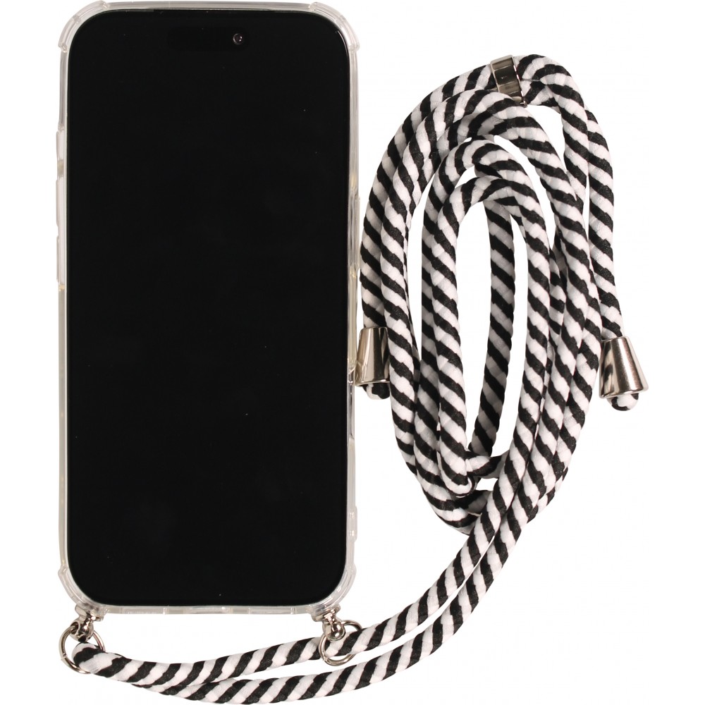 Coque iPhone Air - Gel transparent avec lacet - Blanc / noir
