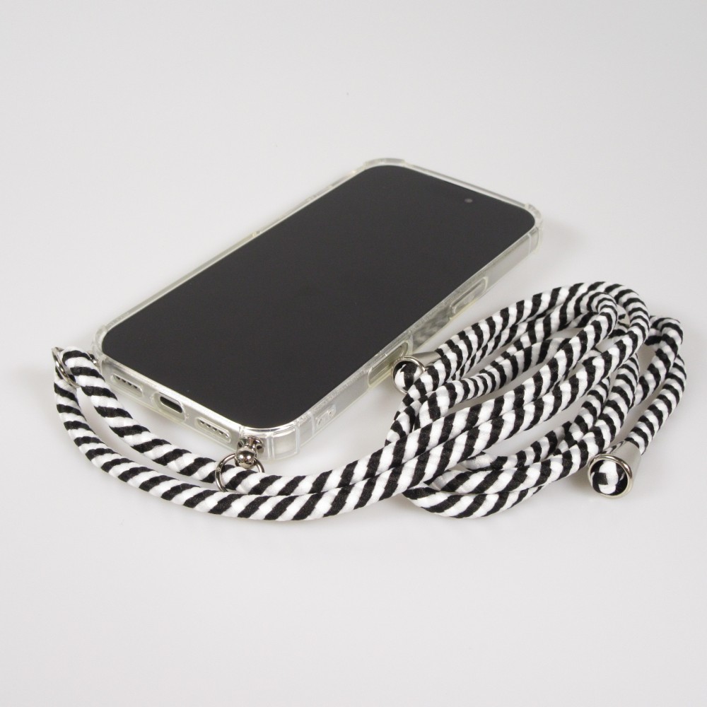Coque iPhone Air - Gel transparent avec lacet - Blanc / noir