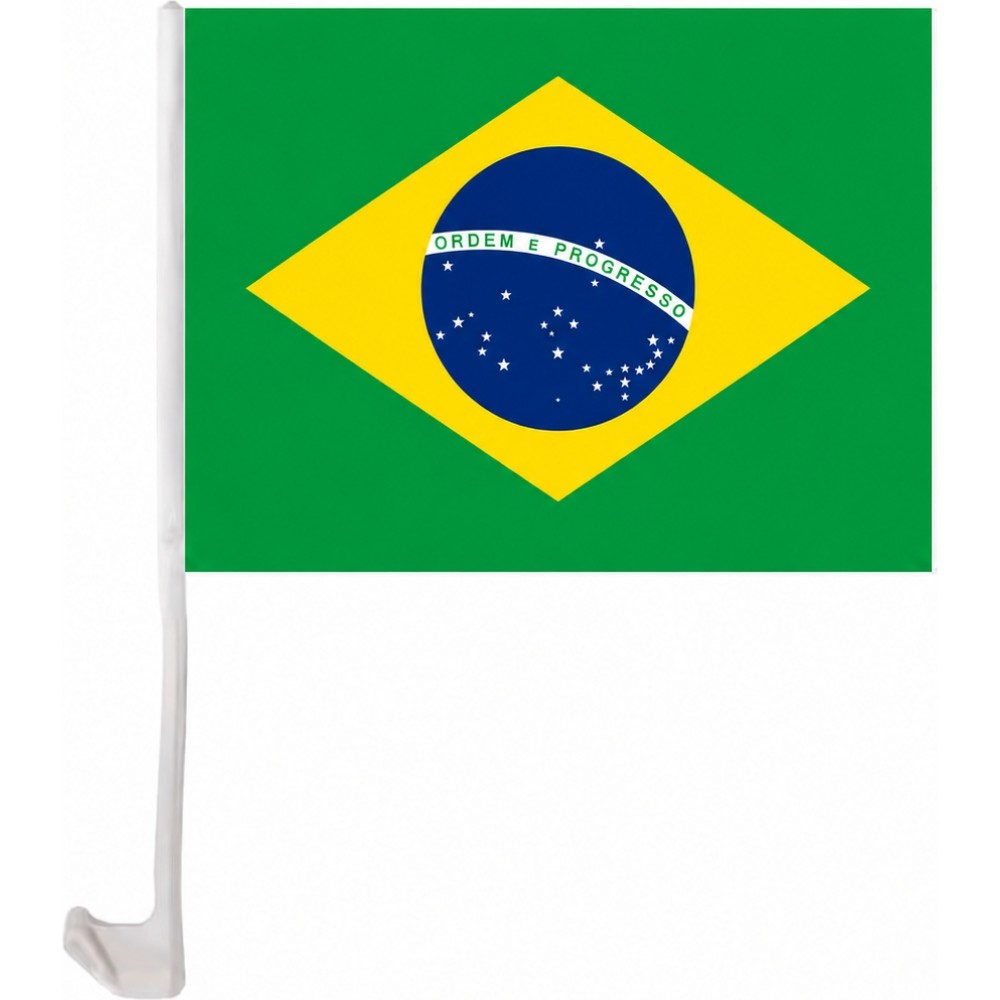 Drapeau Brésil avec clip pour vitre de voiture accessoire supporter