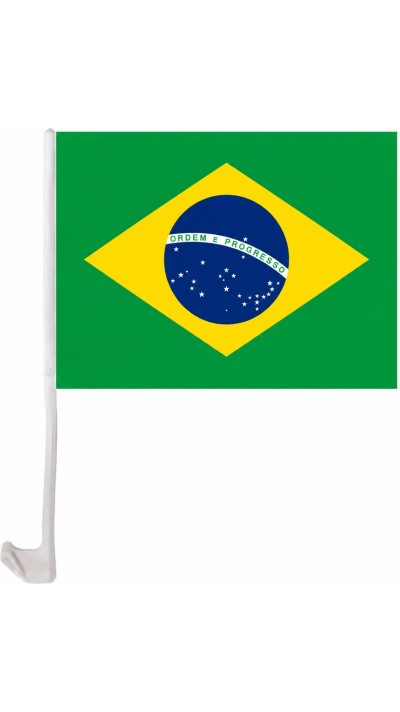 Drapeau Br&eacute;sil avec clip pour vitre de voiture accessoire supporter