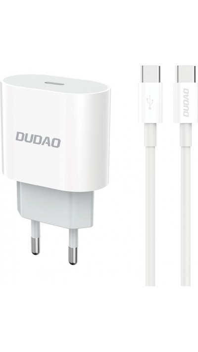 Dudao A14C chargeur mural USB-C PD 20W avec c&acirc;ble (1m USB-C) - Blanc