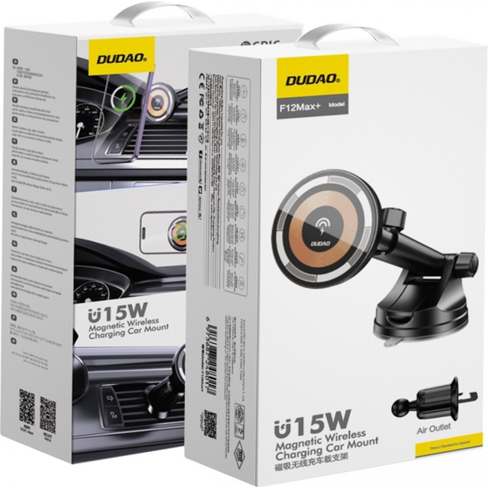 Dudao F12MAX+ support de t&eacute;l&eacute;phone avec chargeur sans fil 15W compatible MagSafe - Noir