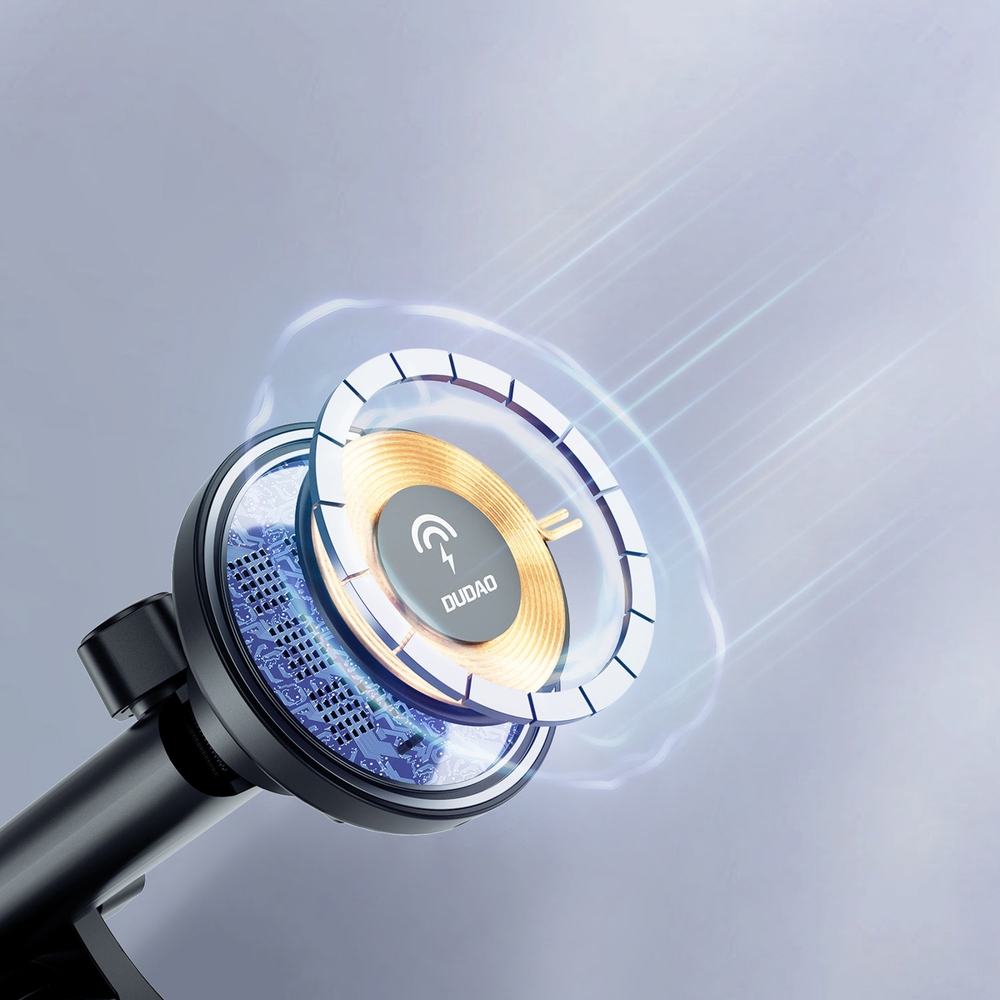 Dudao F12MAX+ support de t&eacute;l&eacute;phone avec chargeur sans fil 15W compatible MagSafe - Noir