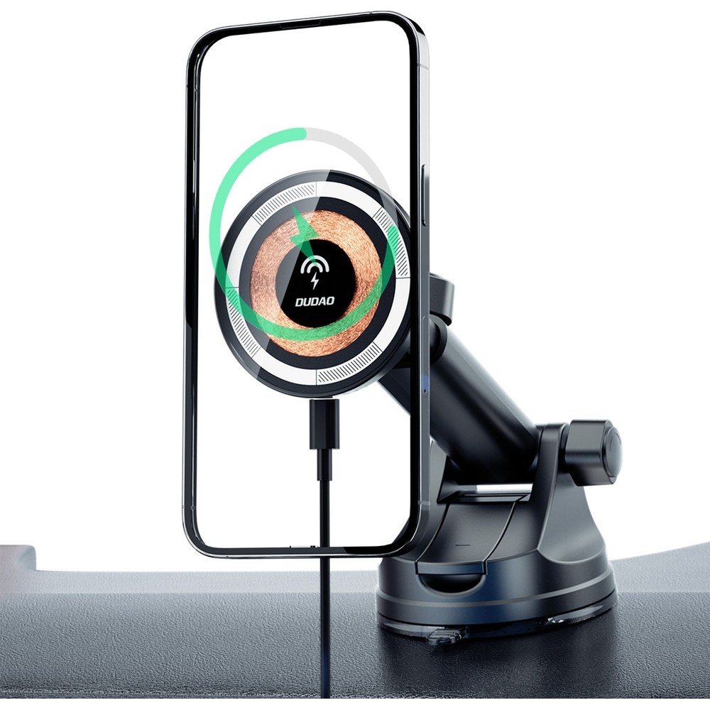 Dudao F12MAX+ support de t&eacute;l&eacute;phone avec chargeur sans fil 15W compatible MagSafe - Noir