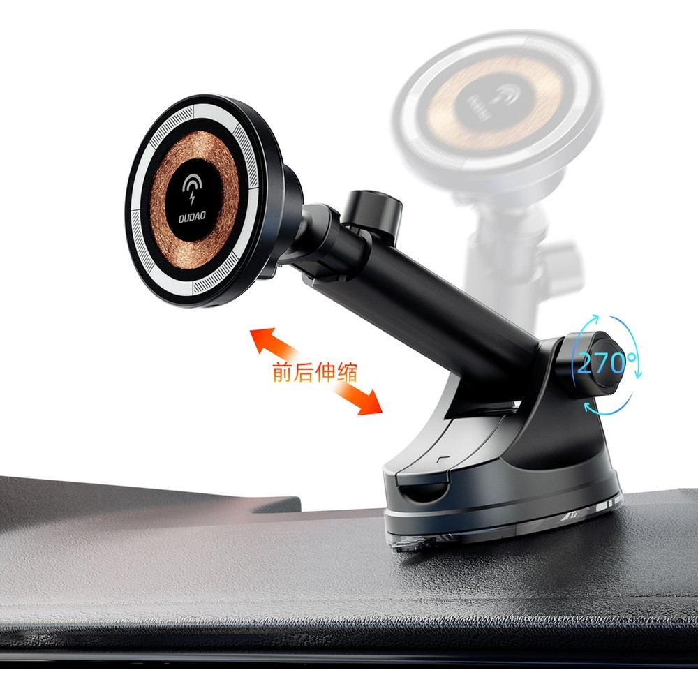 Dudao F12MAX+ support de t&eacute;l&eacute;phone avec chargeur sans fil 15W compatible MagSafe - Noir