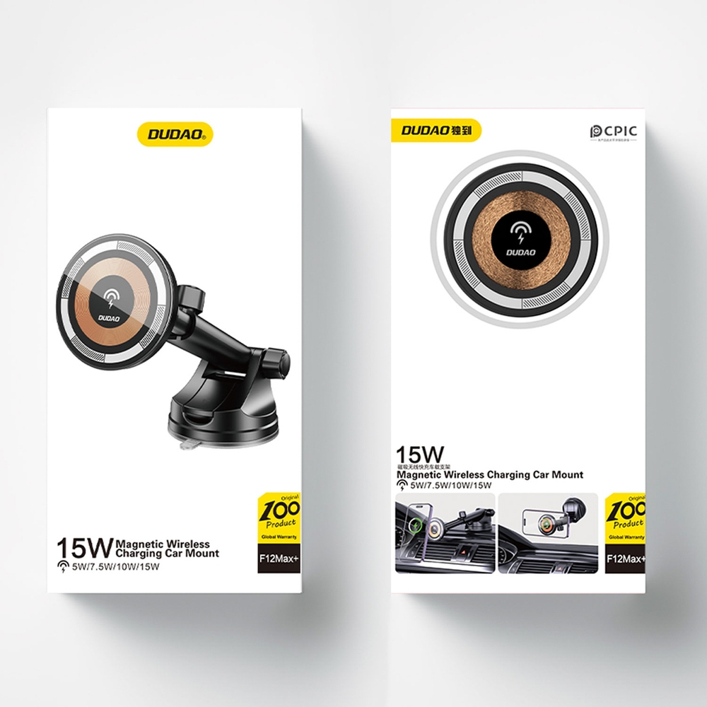 Dudao F12MAX+ support de t&eacute;l&eacute;phone avec chargeur sans fil 15W compatible MagSafe - Noir