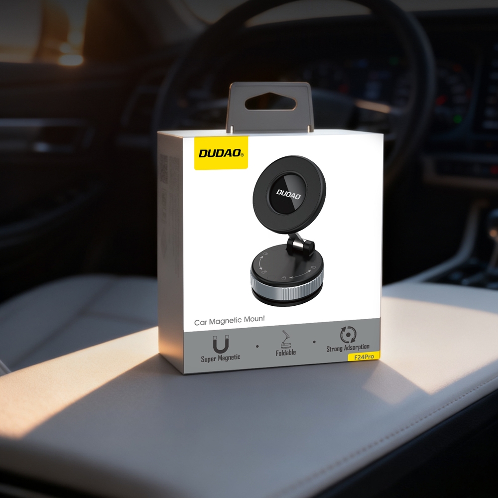 Dudao F24PRO support de voiture MagSafe avec ventouse pour pare-brise ou tableau de bord - Noir