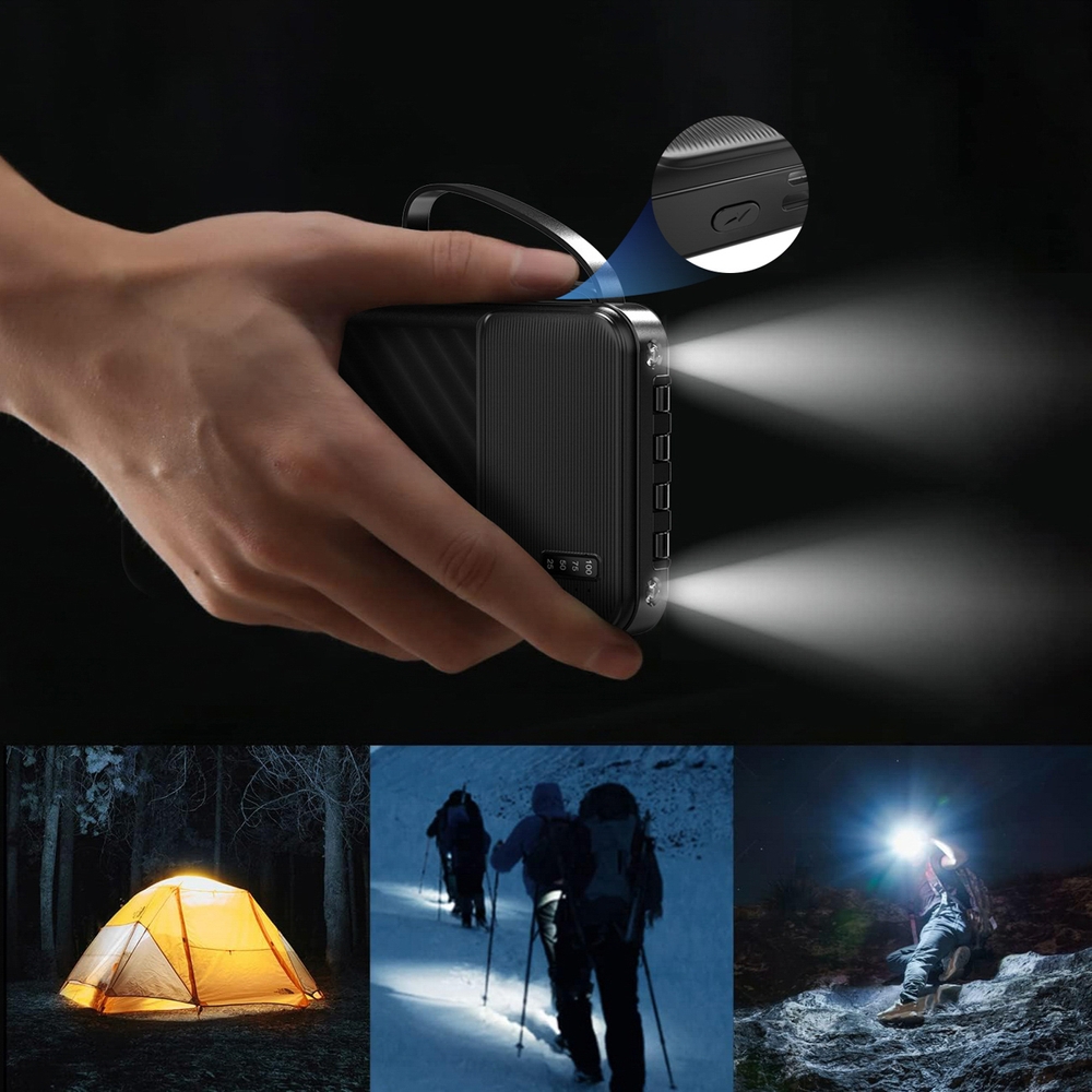 Dudao K11 batterie externe 10000mAh avec c&acirc;bles int&eacute;gr&eacute;s Powerbank portable - Noir