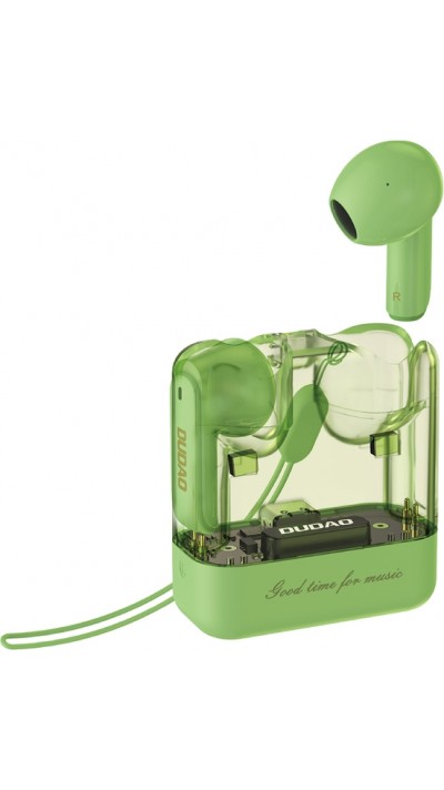 Dudao U18Pro écouteurs Bluetooth 5.3 TWS ergonomiques 6h d'autonomie - Vert