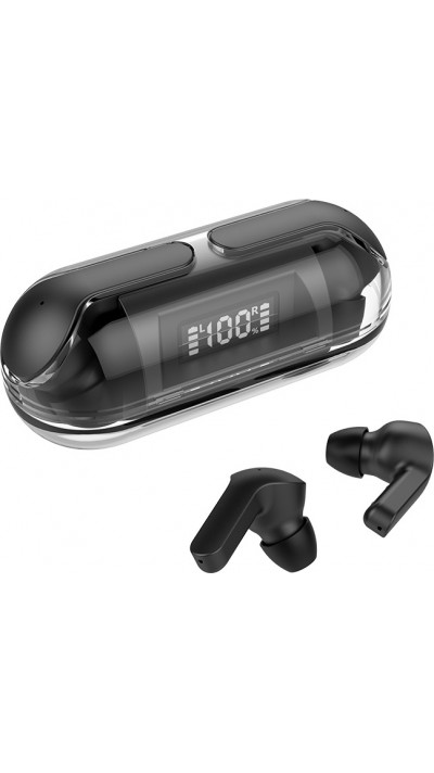&Eacute;couteurs Bluetooth F80 Q26 Pro TWS avec &eacute;cran LED autonomie longue pour sport et jeu - Noir