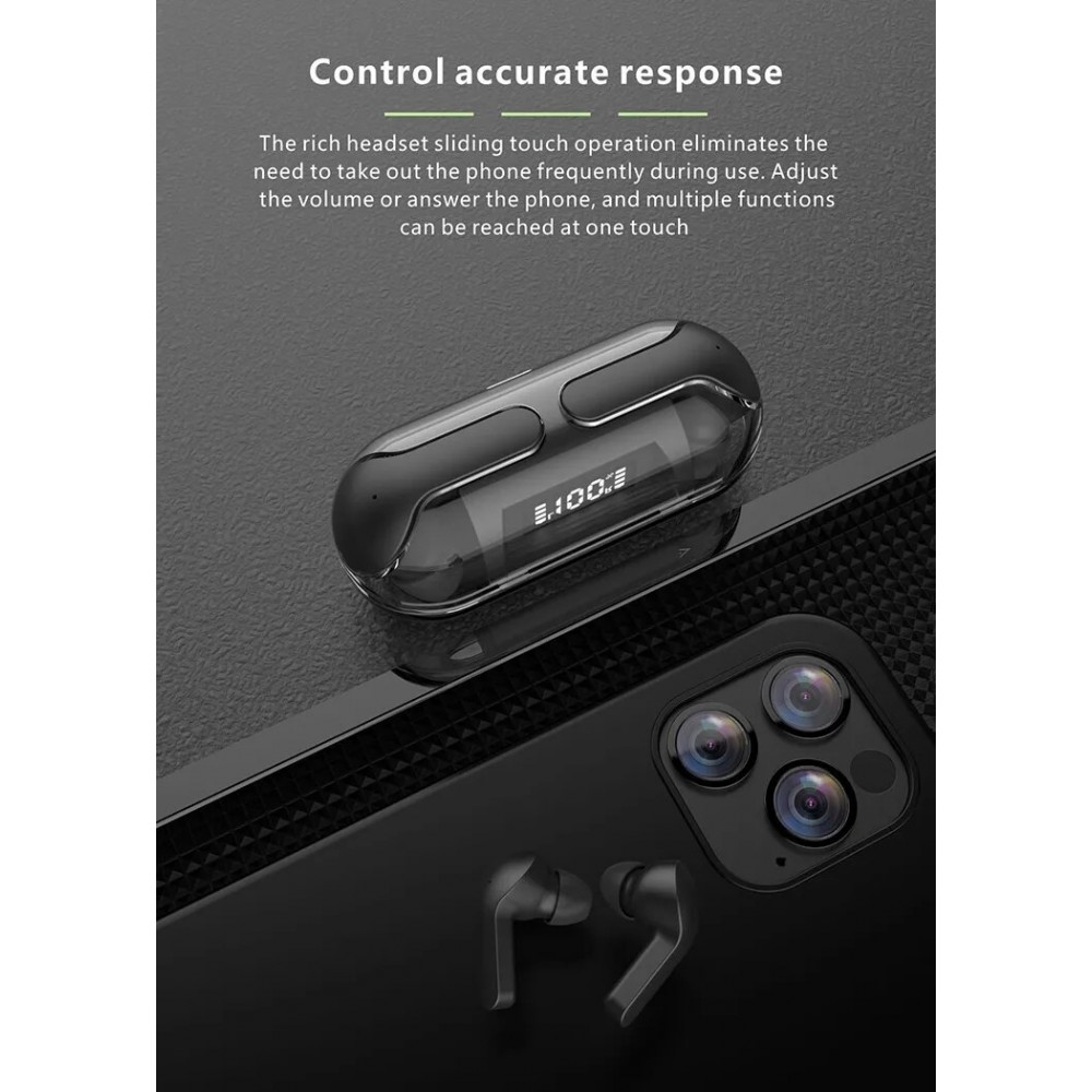 &Eacute;couteurs Bluetooth F80 Q26 Pro TWS avec &eacute;cran LED autonomie longue pour sport et jeu - Vert
