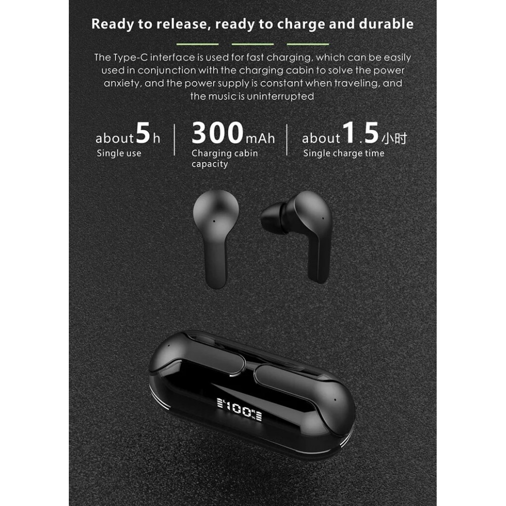 &Eacute;couteurs Bluetooth F80 Q26 Pro TWS avec &eacute;cran LED autonomie longue pour sport et jeu - Vert
