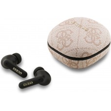 &Eacute;couteurs Bluetooth Guess PU 4G Script Logo ENC TWS assistant vocal et autonomie 16h - Rose