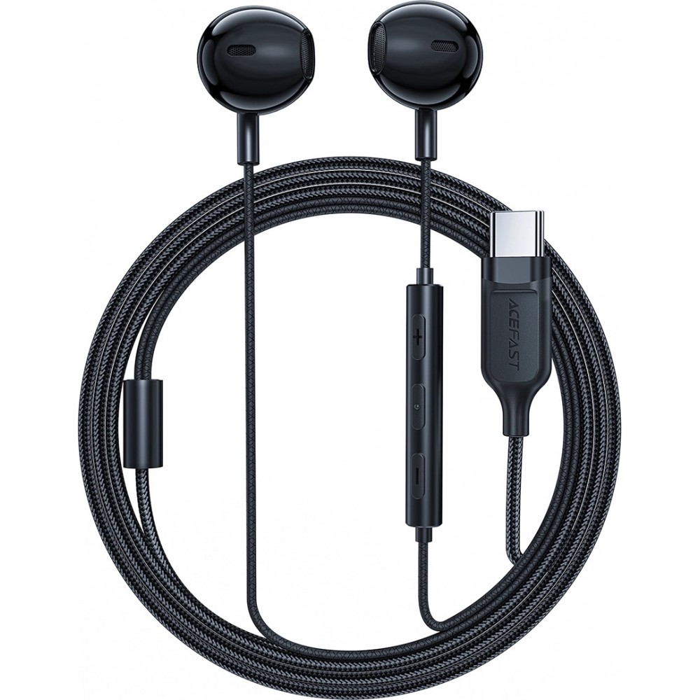 Écouteurs intra-auriculaires Acefast L2 avec connecteur USB-C microphone et télécommande 1.2 m - Noir