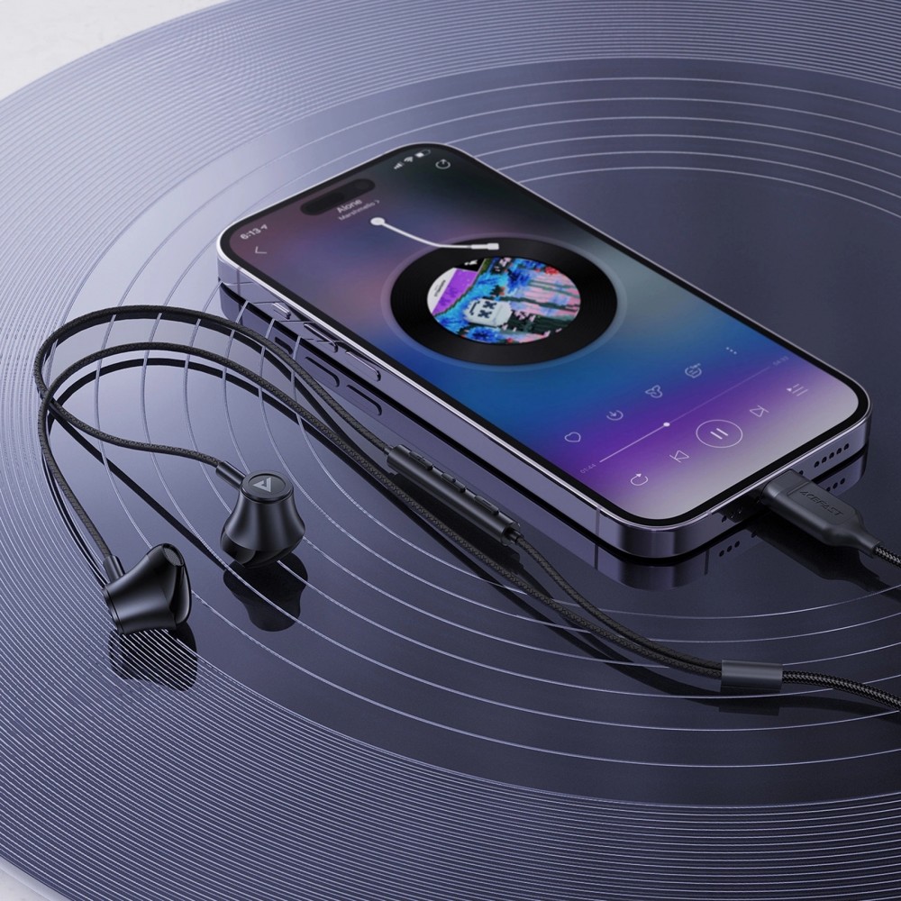 Écouteurs intra-auriculaires Acefast L2 avec connecteur USB-C microphone et télécommande 1.2 m - Noir