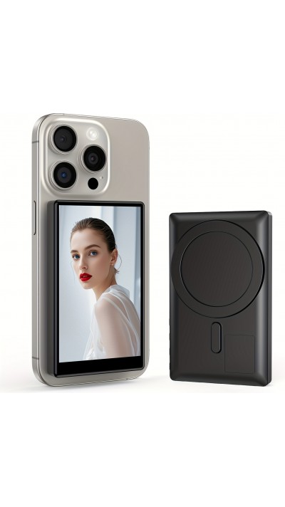 Vlogging- und Selfie-Bildschirm (4 Zoll) für Smartphone mit wiederaufladbarem MagSafe-Akku - Schwarz