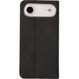 Etui cuir iPhone Air - Flip Wallet vintage avec fermeture aimantée et compartiment cartes - Noir