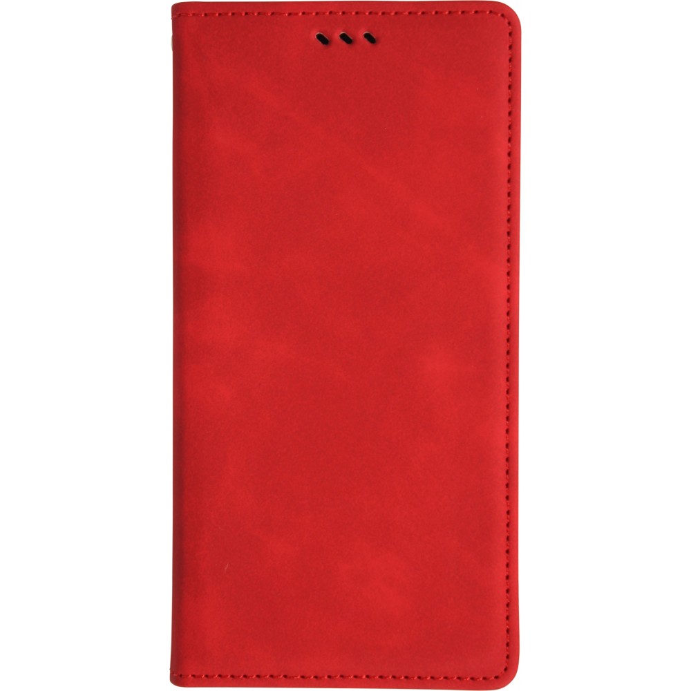 Etui cuir iPhone Air - Flip Wallet vintage avec fermeture aimantée et compartiment cartes - Rouge