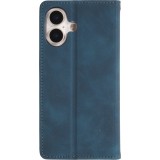 Etui cuir iPhone 17 - Flip Wallet vintage avec fermeture aimantée et compartiment cartes - Bleu