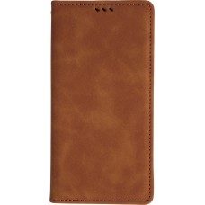 Etui cuir iPhone 17 - Flip Wallet vintage avec fermeture aimantée et compartiment cartes - Brun