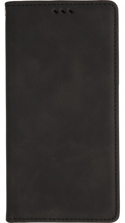 Etui cuir iPhone 17 - Flip Wallet vintage avec fermeture aimantée et compartiment cartes - Noir