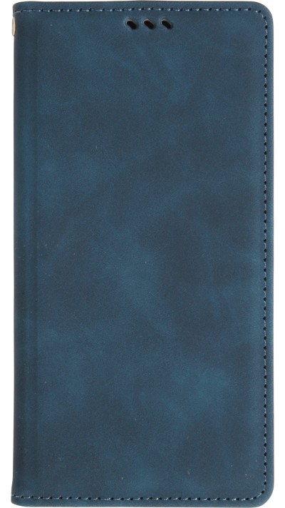 iPhone 17 Pro Max Leder Tasche - Flip Wallet vintage mit Magnetverschluss und Kartenhalter - Blau