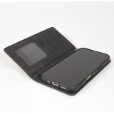 Etui cuir iPhone 17 Pro Max - Flip Wallet vintage avec fermeture aimantée et compartiment cartes - Noir