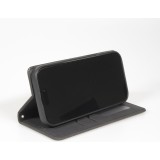 Etui cuir iPhone 17 Pro Max - Flip Wallet vintage avec fermeture aimantée et compartiment cartes - Noir