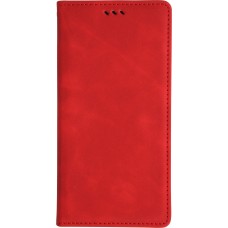 Etui cuir iPhone 17 Pro Max - Flip Wallet vintage avec fermeture aimantée et compartiment cartes - Rouge