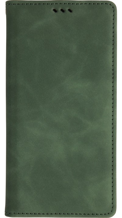 Leder Tasche Case iPhone 17 Pro Max - Flip Wallet vintage mit Magnetverschluss und Kartenhalter - Dunkelgrün