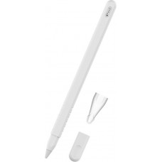 &Eacute;tui silicone souple pour Apple Pencil 2e g&eacute;n&eacute;ration avec support protection compl&egrave;te - Blanc - Apple Pencil
