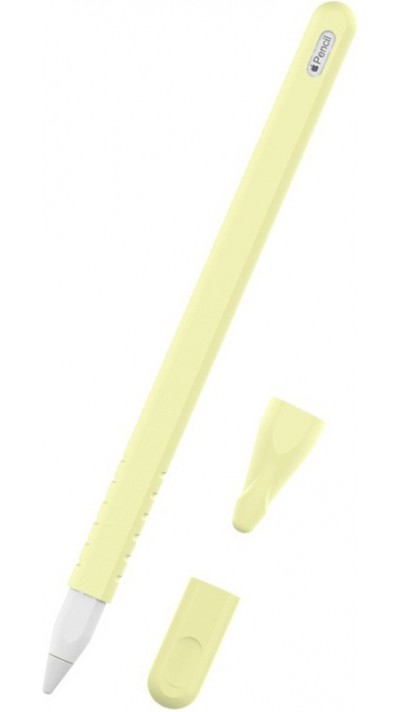 &Eacute;tui silicone souple pour Apple Pencil 2e g&eacute;n&eacute;ration avec support protection compl&egrave;te - Jaune - Apple Pencil
