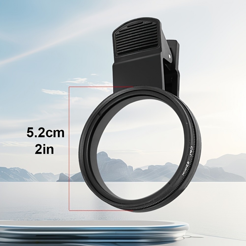 Filtre polarisant professionnel pour smartphone (iPhone, Samsung) avec clip rotatif haute définition restauration des couleurs - Noir