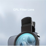 Filtre polarisant professionnel pour smartphone (iPhone, Samsung) avec clip rotatif haute définition restauration des couleurs - Noir