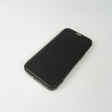 Fourre iPhone 16e - Flip electroplate avec MagSafe et rabat en cuir - Noir