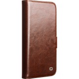 Fourre iPhone 16e - Flip Qialino cuir véritable avec fermeture magnétique - Brun
