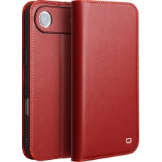 Fourre iPhone Air - Flip Qialino Matt Wallet cuir véritable - Rouge
