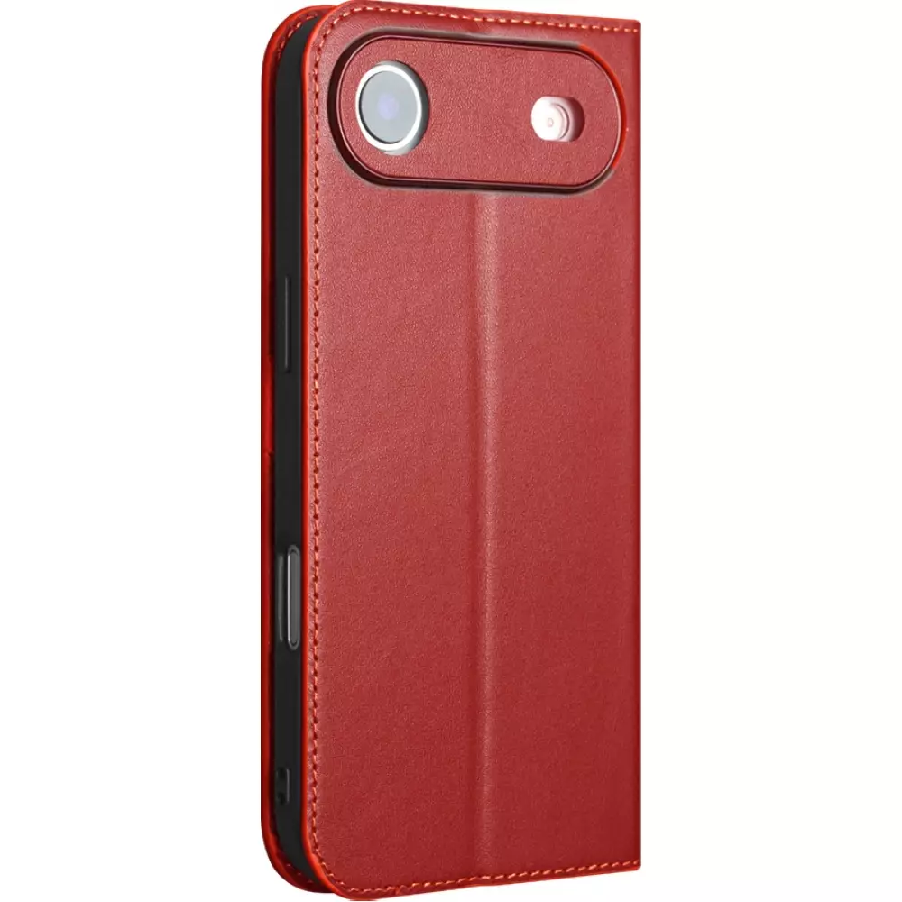 iPhone Air Case Hülle - Qialino Flip Matt Wallet Echtleder - Rot