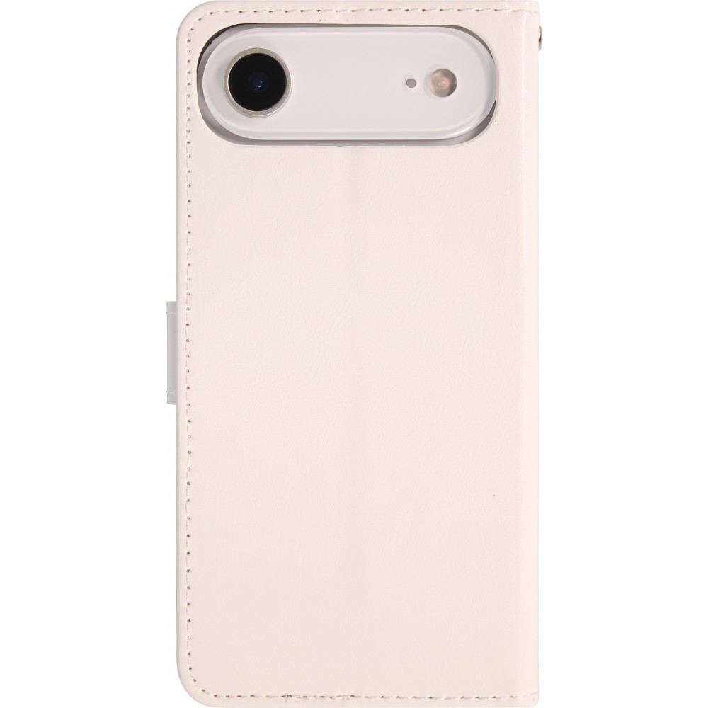 Hülle iPhone Air - Premium Flip Leder Tasche - Weiss
