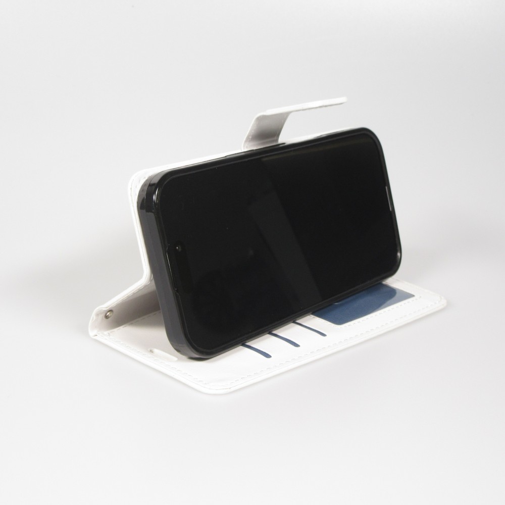 Hülle iPhone Air - Premium Flip Leder Tasche - Weiss
