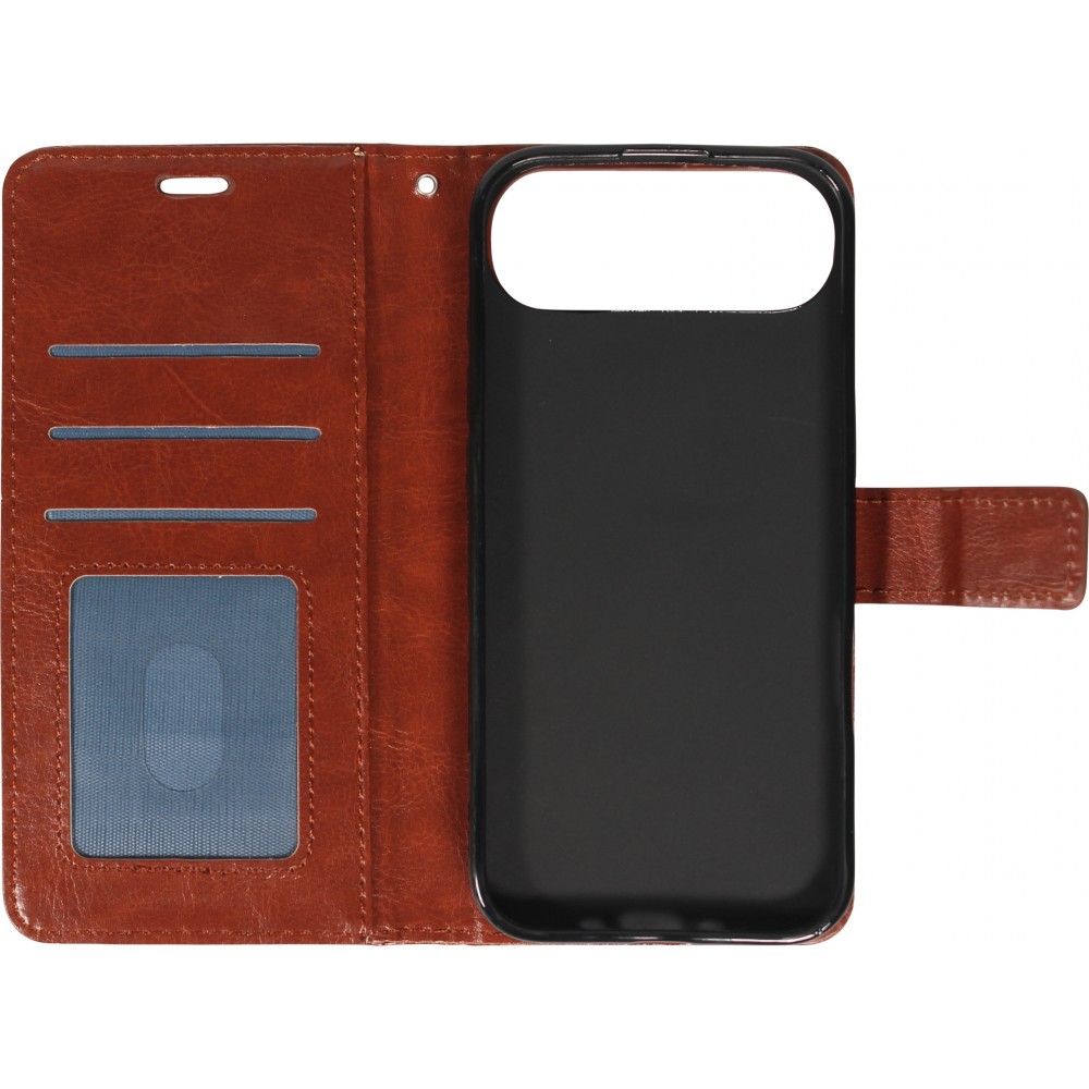 Hülle iPhone Air - Premium Flip Leder Tasche - Braun