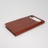 Hülle iPhone Air - Premium Flip Leder Tasche - Braun