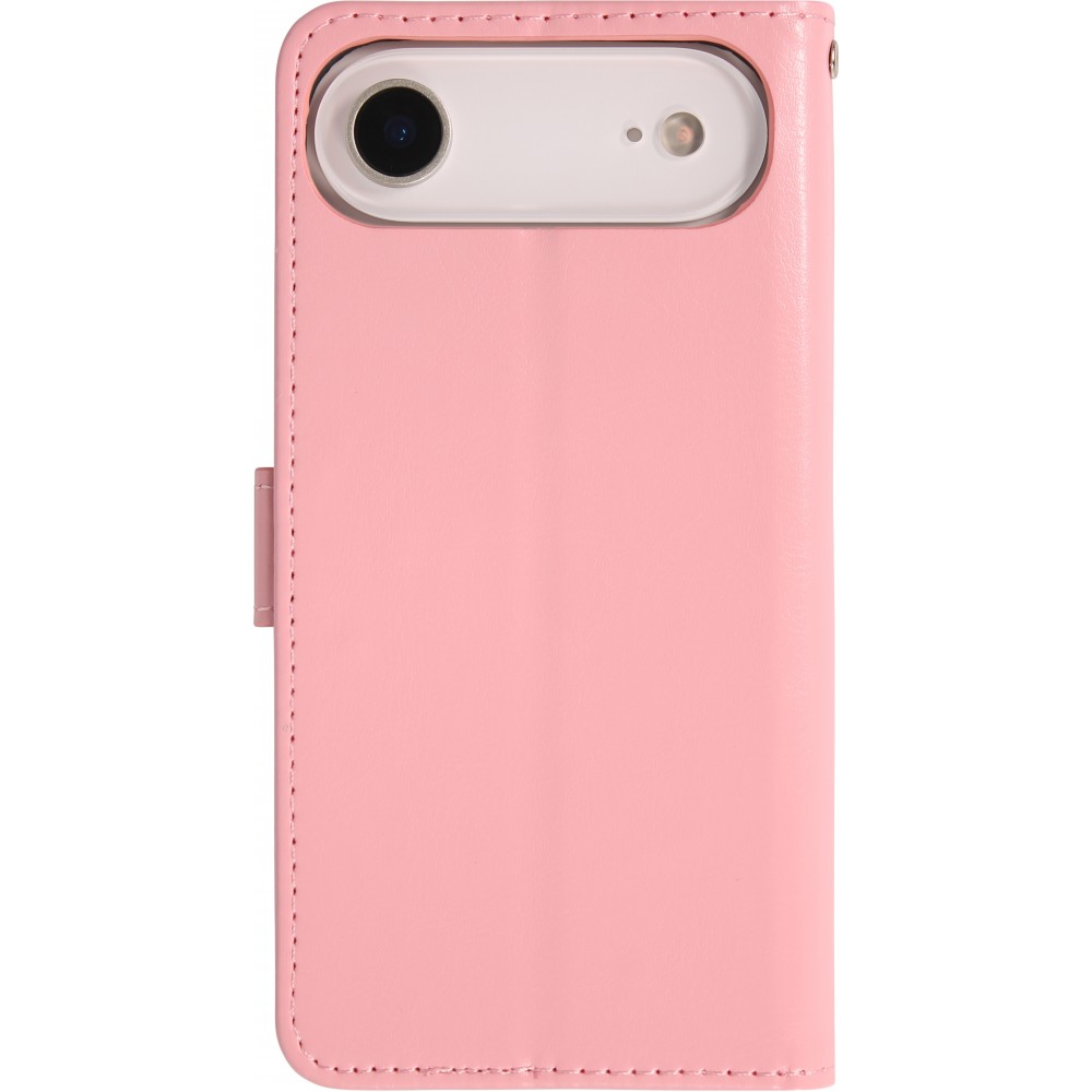 Fourre iPhone Air - Premium Flip cuir lisse porte-cartes - Rose clair