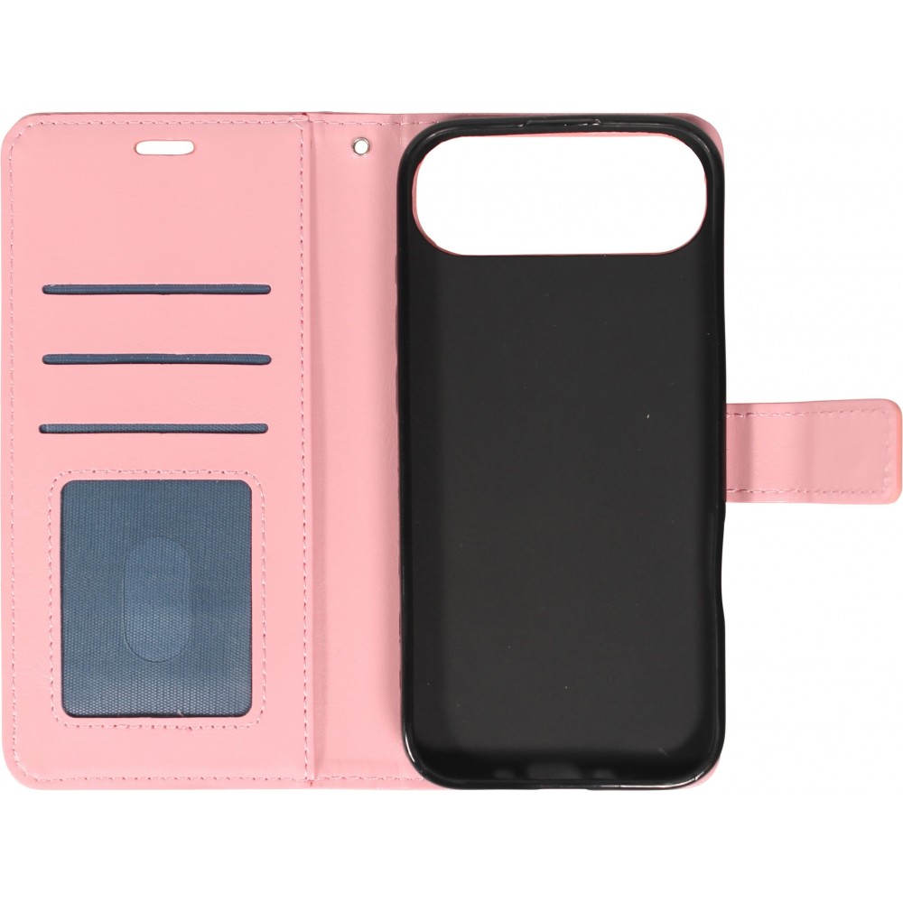 Fourre iPhone Air - Premium Flip cuir lisse porte-cartes - Rose clair