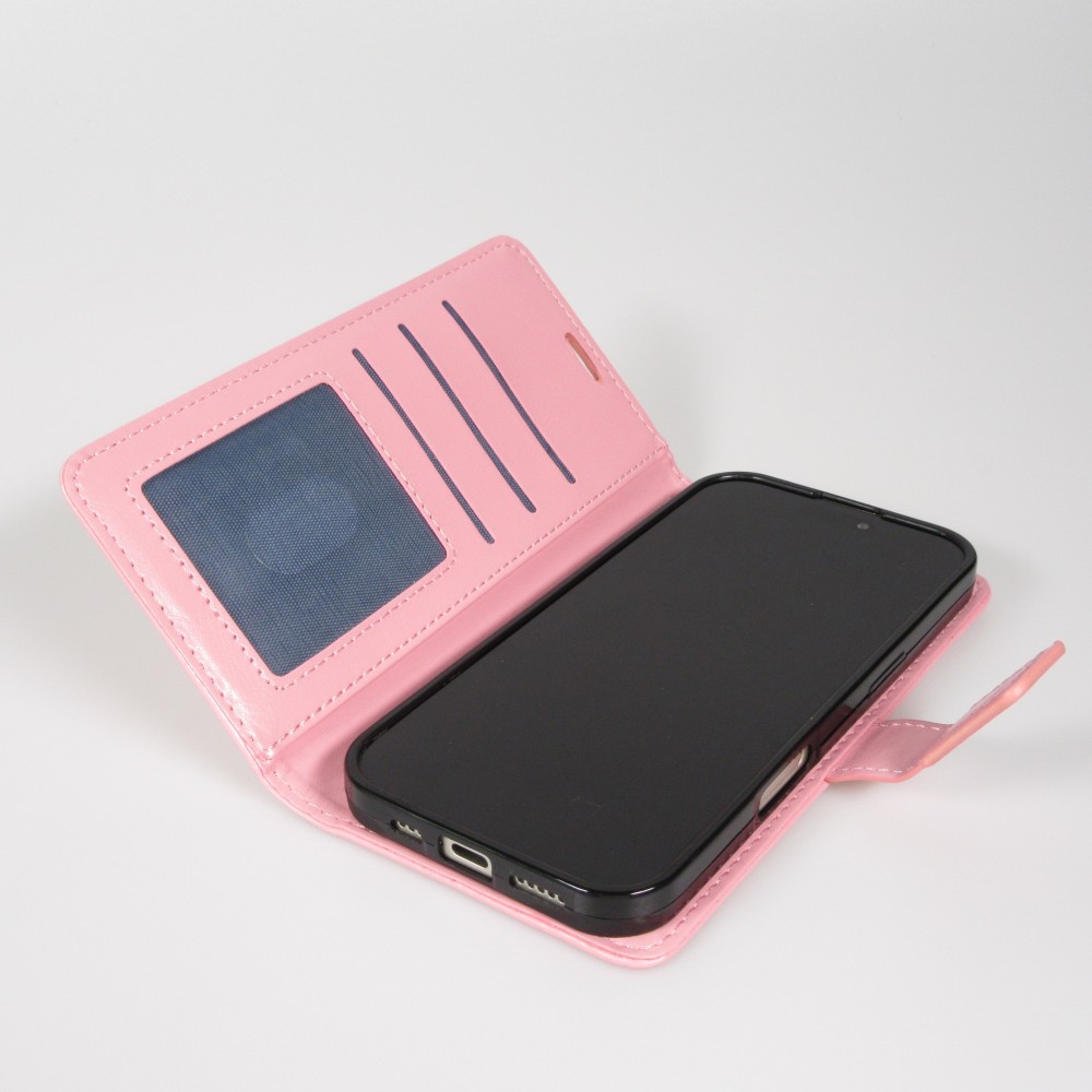 Fourre iPhone Air - Premium Flip cuir lisse porte-cartes - Rose clair
