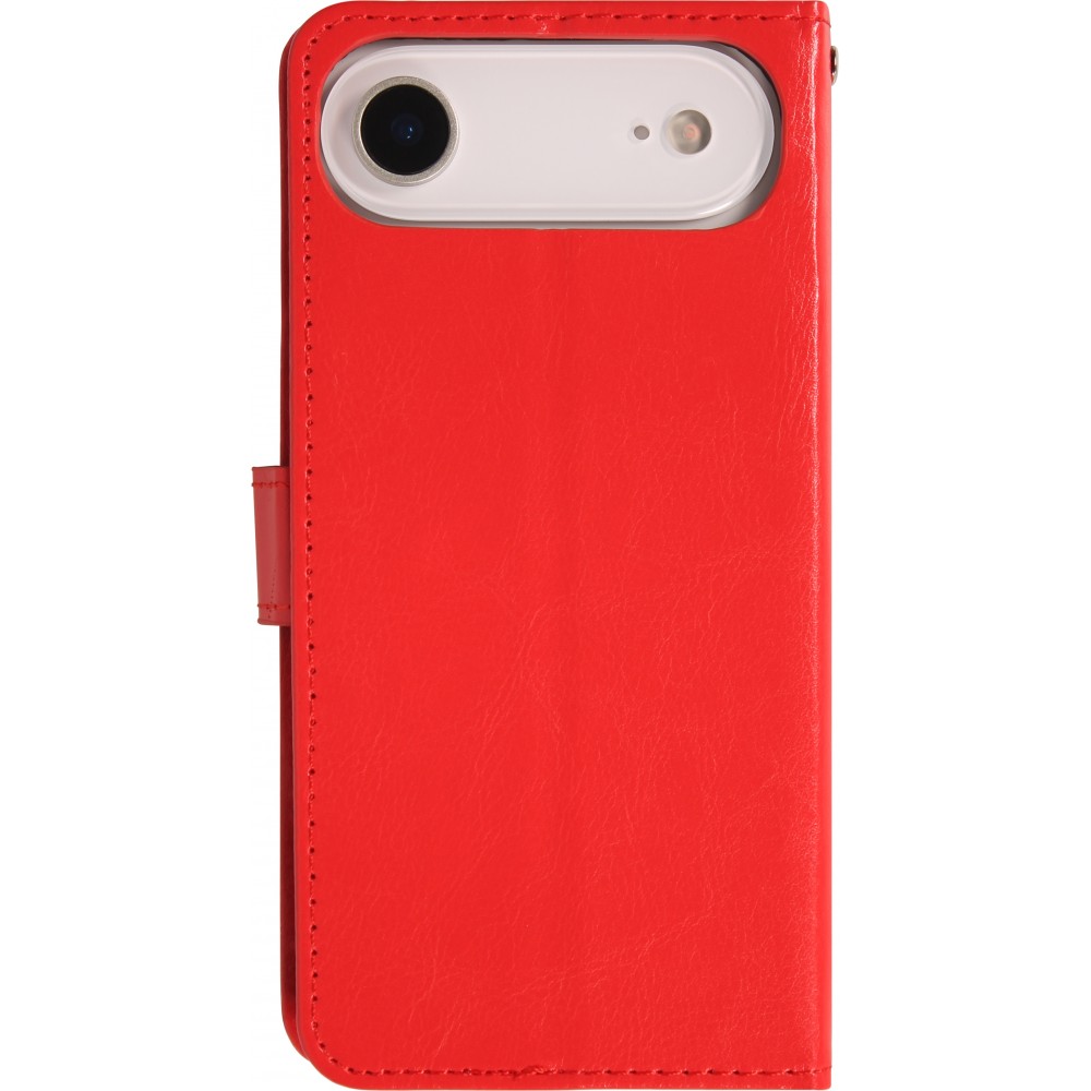 Hülle iPhone Air - Premium Flip Leder Tasche - Rot