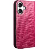 Fourre iPhone 17 - Flip Croco Qialino cuir véritable - Rose