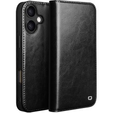 iPhone 17 Case Hülle - Qialino Flip Classic Wallet Echtleder - Schwarz